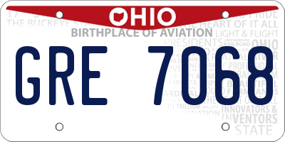 OH license plate GRE7068