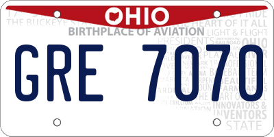 OH license plate GRE7070