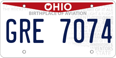 OH license plate GRE7074