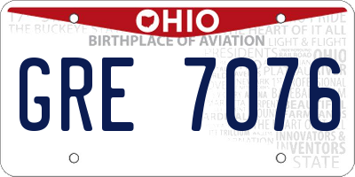 OH license plate GRE7076