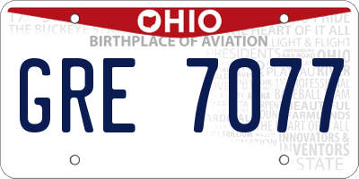 OH license plate GRE7077