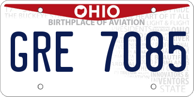 OH license plate GRE7085