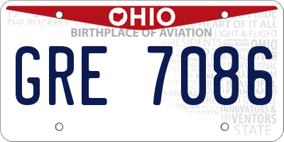 OH license plate GRE7086