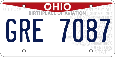OH license plate GRE7087