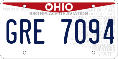 OH license plate GRE7094