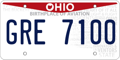 OH license plate GRE7100