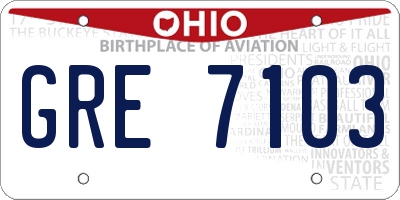 OH license plate GRE7103