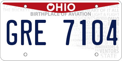 OH license plate GRE7104