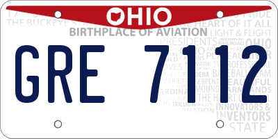 OH license plate GRE7112