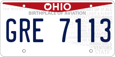 OH license plate GRE7113