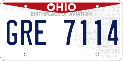 OH license plate GRE7114
