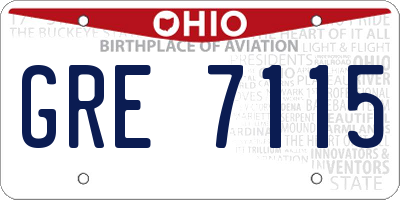 OH license plate GRE7115