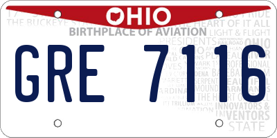 OH license plate GRE7116