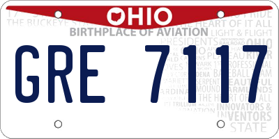 OH license plate GRE7117