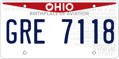 OH license plate GRE7118