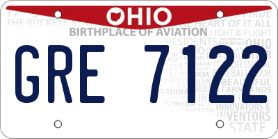 OH license plate GRE7122