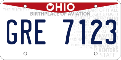 OH license plate GRE7123