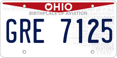 OH license plate GRE7125