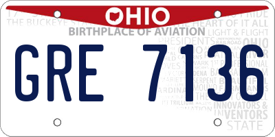 OH license plate GRE7136