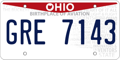 OH license plate GRE7143