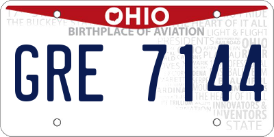 OH license plate GRE7144