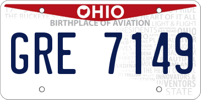OH license plate GRE7149