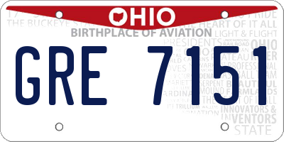 OH license plate GRE7151