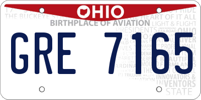 OH license plate GRE7165