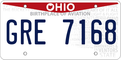 OH license plate GRE7168