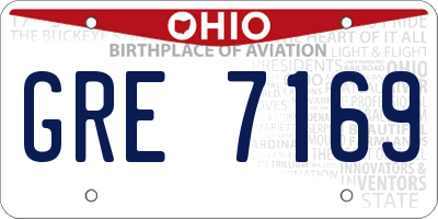 OH license plate GRE7169