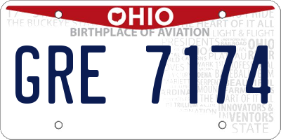 OH license plate GRE7174