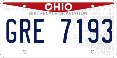 OH license plate GRE7193