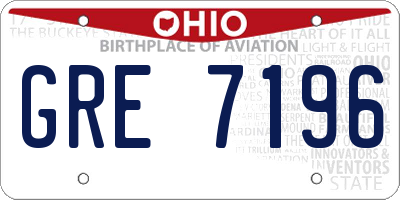 OH license plate GRE7196