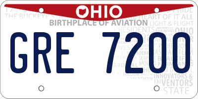 OH license plate GRE7200