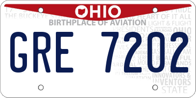 OH license plate GRE7202