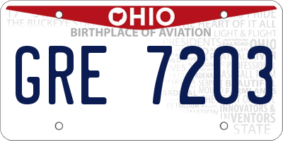 OH license plate GRE7203