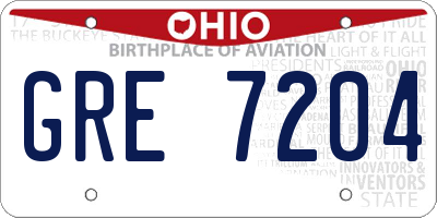 OH license plate GRE7204