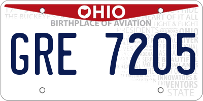 OH license plate GRE7205