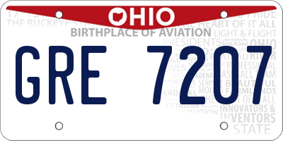 OH license plate GRE7207