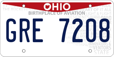 OH license plate GRE7208