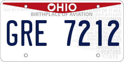 OH license plate GRE7212