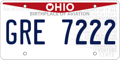 OH license plate GRE7222