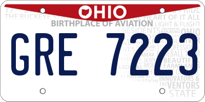 OH license plate GRE7223