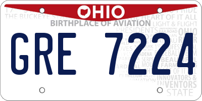 OH license plate GRE7224