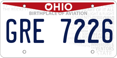 OH license plate GRE7226