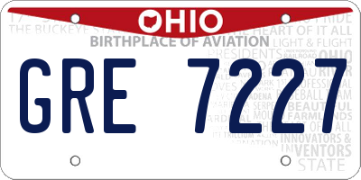 OH license plate GRE7227