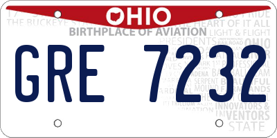 OH license plate GRE7232