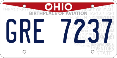 OH license plate GRE7237