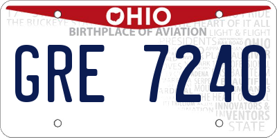 OH license plate GRE7240