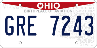 OH license plate GRE7243